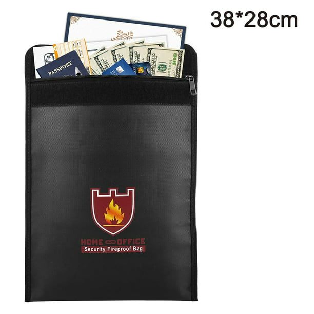 Fire & Water Resistant Large Cash & Envelope Holder Protect Your Valuables Documents Fireproof Money & Document Bag 11x15 Money Jewelry Black RAYCorp 